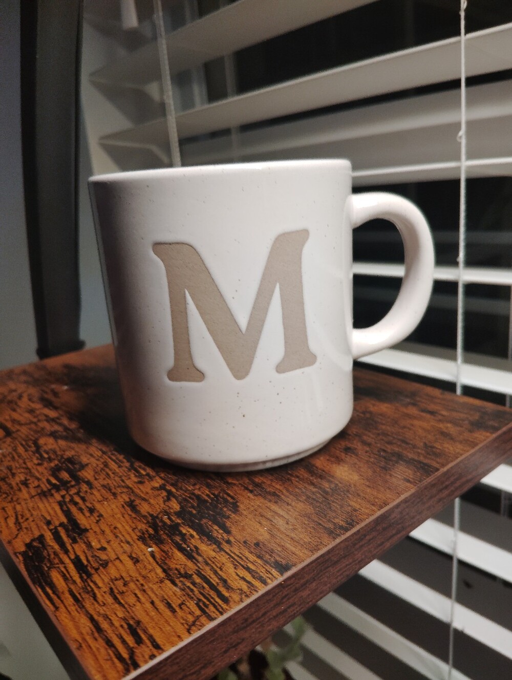 Threshold White Ceramic Mug with Tan 'M' Monogram